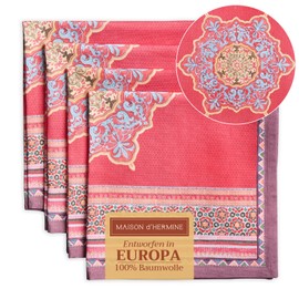 Maison d' Hermine Ispahan 100% Cotton Soft and Comfortable Set of 4 Napkins Perfect for Family Dinners | Weddings | Cocktail | Kitchen | Home | Thanksgiving/Christmas (45 cm x 45 cm)