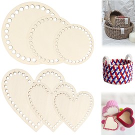 ASSRECT 6 PCS Wooden Basket Bottom, Crochet Basket Base, Blank Crochet Knitting Wooden Base for DIY Craft Weaving Basket Making Supplies Home Decoration
