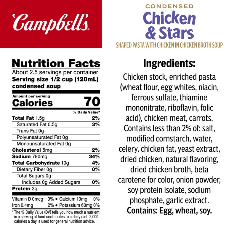Campbell’s Condensed Kids Chicken and Stars Soup, 10.5 oz Can