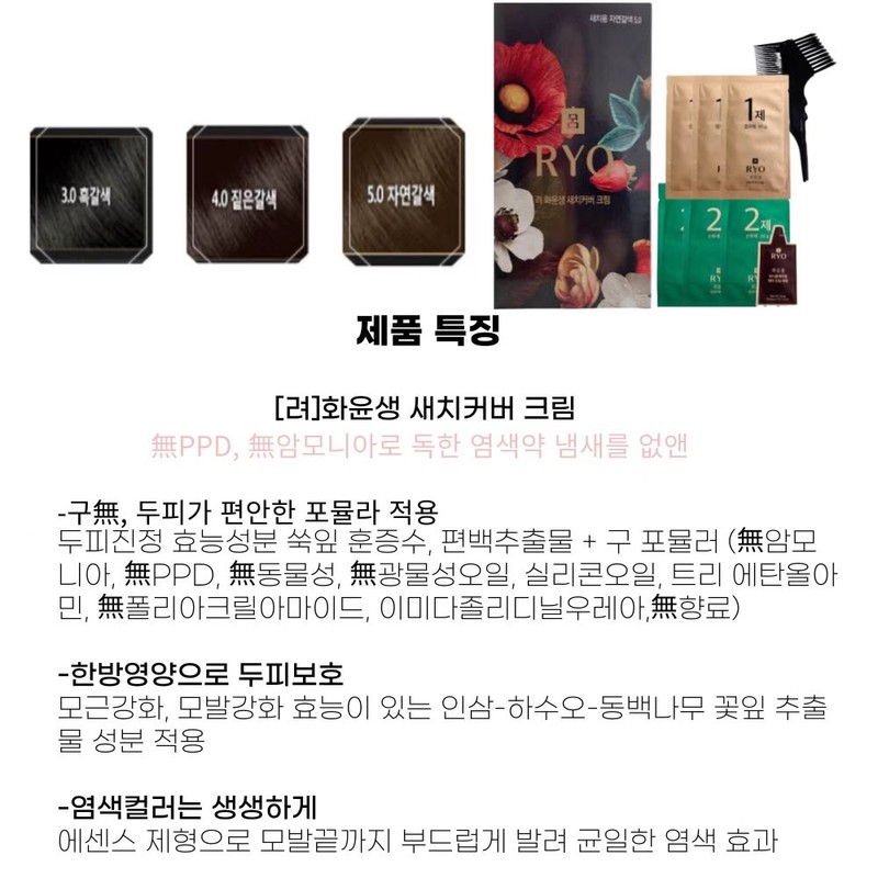 ryo Ryeo Hwayunsaeng Gray Gray Cover Cream Volume Dyeing /