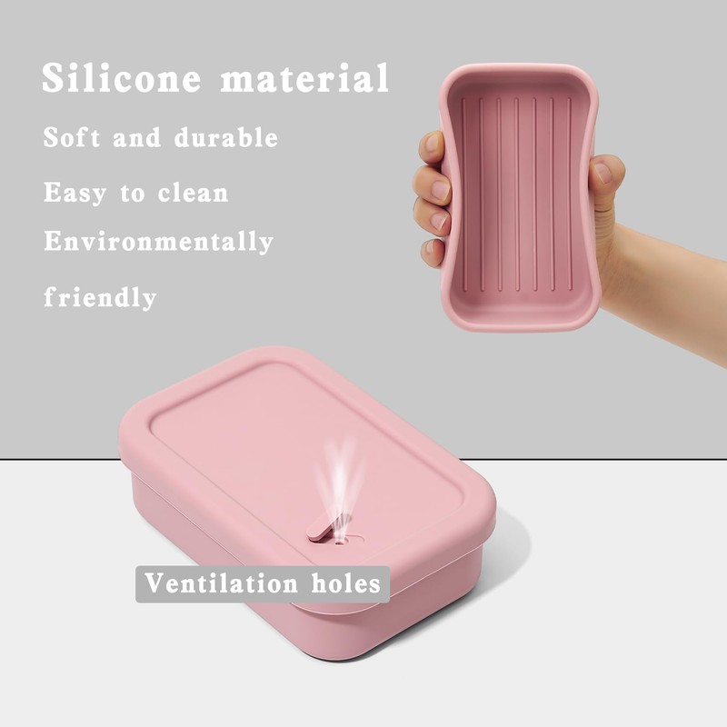 Silicone Enhanced Leakproof Travel Soap Case, Solid Shampoo Bar Holder,Large