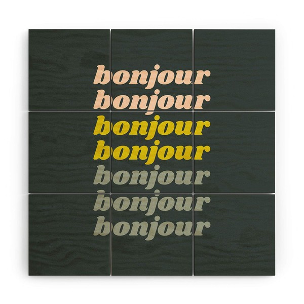Society6 June Journal Bounjour in Pretty Pastels Wood Wall Mural,