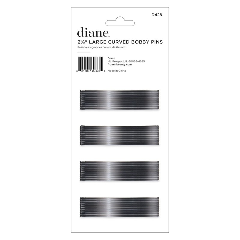 Diane 2.5” Curved Black Bobby Pins for Women, Girls, Salon,