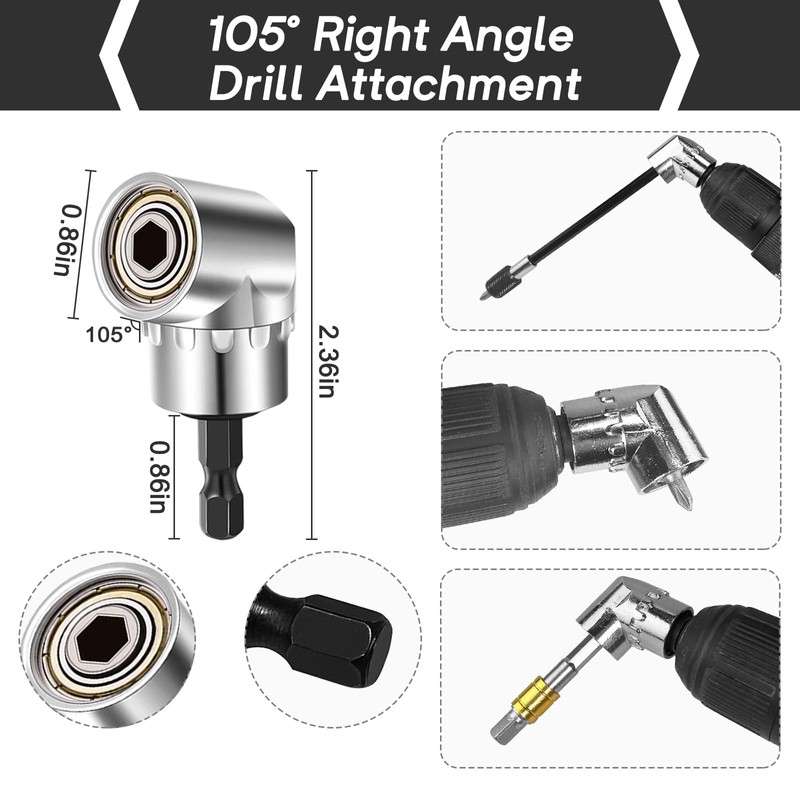 Guyuyii Flexible Drill Bit Extension Set - 105° Right Angle