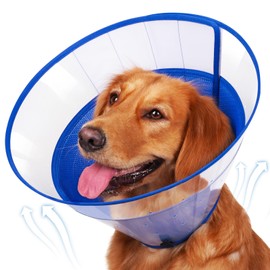 BARKLESS Soft Dog Cone, Soft Cone for Large Dogs to Stop Licking Biting Wounds, Breathable E Collar for Dog After Surgery, Adjustable Transparent Elizabethan Collar for Dogs Neuter Incision Care