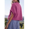 HUGOOME Womens Oversized Workout Crop Top Casual Short Sleeve Purple