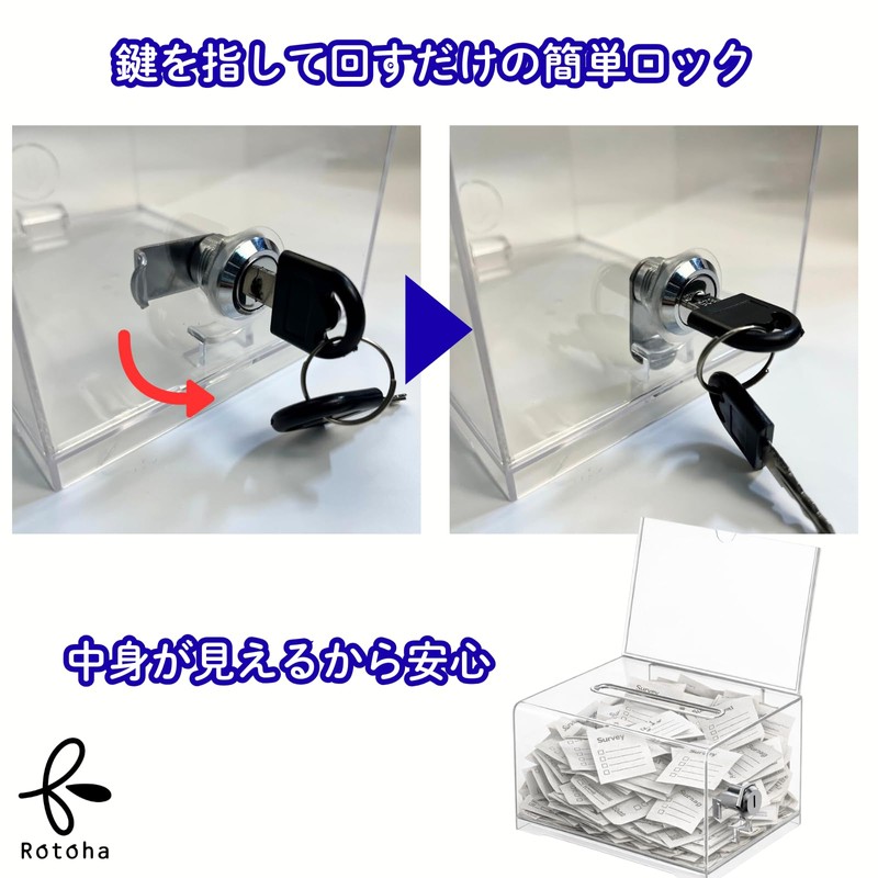 Rotoha Donation Box with Key Transparent Ballot Box Small Suggestion