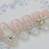 Romantic Flower Handmade Nail Tips - Coffin Egg / 로맨틱