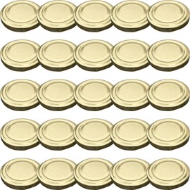 25 x WELLGRO To 53 Preserving Lids - Gold, Metal, Replacement Lid for Preserving Jars - Various Quantities Available