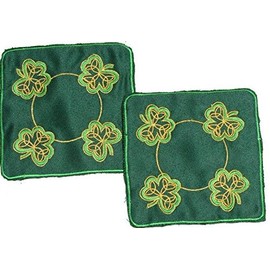 Celtic Glass Designs Pair of Coasters in an Emerald Irish Shamrock Design.