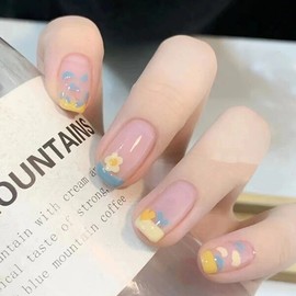 Cute yellow Daisy Nail Tips 24tips / 귀여운 노랑 데이지 붙이는 네일팁 24tips