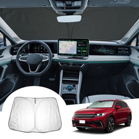 GAFAT Compatible with VW Tiguan 3 2024 2025 Sunshades, Sun Protection Front Windscreen Inside, Tiguan III 2024 Parasol Sun Visor, Cooling, UV Protection, Tiguan 3 Accessoires