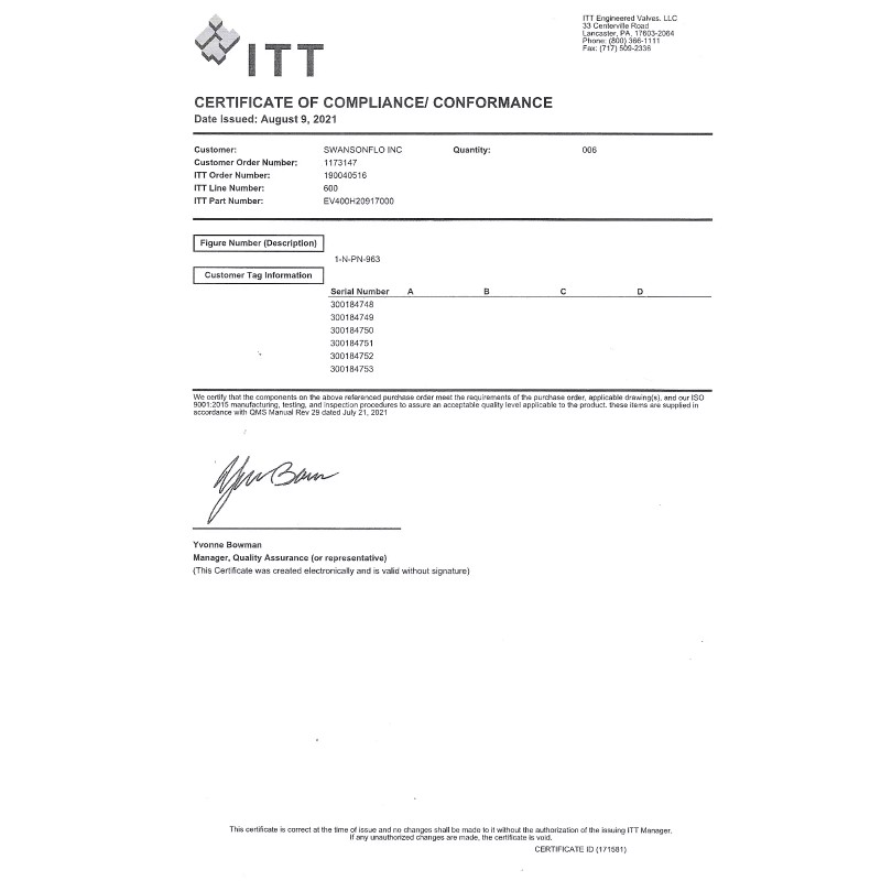 ITT DIA-FLO 1" Diaphragm Valve Handwheel 1-N-PN-963