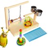 Arfubye Mini Wood Bird Playground Birds Perch Stand Desktop Parrot
