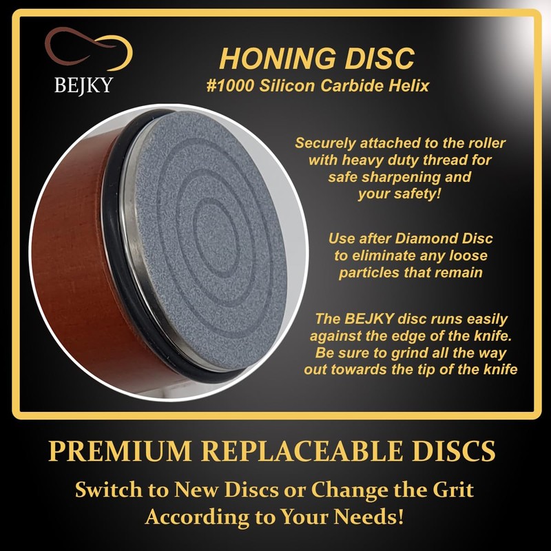 Premium Rolling Knife Sharpener with Replaceable Discs - Achieve Razor-Sharp