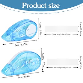 12 Pcs Double Sided Scrapbooking Tape Roller, Double Sided Adhesive Tape Glue Tape Roller Tape Runner for Crafts Scrapbooking Supplies Gift Wrapping (0.32Inch×26Ft; 0.24Inch×20Ft)