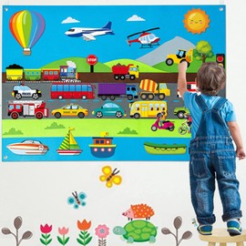 SUQ Felt Story Board Set, Activity Board for Children, Felt, Educational Toy, Children's Toy, Storytelling Set, Reusable, Hanging Educational Toy, Early Education Playset, Birthday Gift