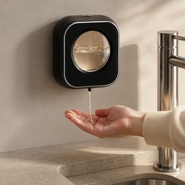 Automatic Soap Dispenser Wall Mounted – 320ml Touchless Sensor Liquid Dispenser with LED Display for Kitchen and Bathroom