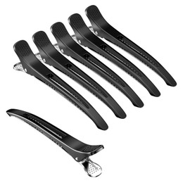 Mesybveo Pack of 6 EnteBill Hair Clips, Hairdressing Supplies, Section Clips, Hairdresser, Non-Slip Hair Clips, Hair Clips, Alligator Clips with Holes, for Thick and Thin Hair (Black)
