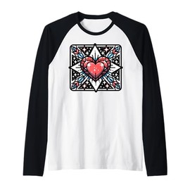 Colorful Heart With Arrows And Star Design Graphic Design Raglan Baseball Tee