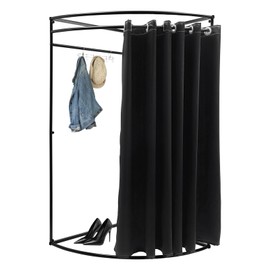Fitting Room Clothing Store with Shading Curtain,Portable Dressing Room,100*100*200cm Temporary Mobile Privacy Protection Changing Room, Foldable Mall Simple Dressing Screen for Office Outdoor (Black)