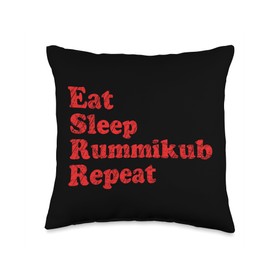 Eat Sleep Rummikub Repeat Vintage with Grunge Effect Throw Pillow