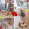 Wooden Two Step Stool for Adults and Kids, Bed Stepstool