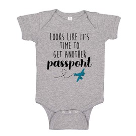 Time to Get Another Passport Travel Pregnancy Announcement Baby Bodysuit Infant One Piece 6 mo Athletic Heather