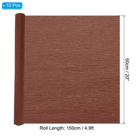 PATIKIL 4.9ft Crepe Paper Roll, 10 Roll 20" Width Soft Paper Streamer Sheet for Craft Flower Making Wrapping Party Birthday Wedding Decoration Ornament, Brown