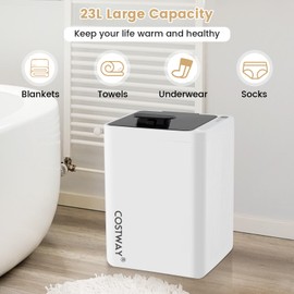 COSTWAY 23L Towel Warmer for Bathroom, Large Blanket Warmer with Top Lid, 15-90Min Timer & Overheat Protection, Quick Heating, Home Spa Hot Towel Heater for Oversized Towels, Bathrobes