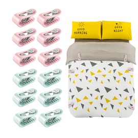 SHULLIN 12 Piece Set, Futon Clips, Futon Fixer, Clip for Futon Fastening, Non-Needle Anti-Shift, Prevents Slipping of the Contents of the Futon, Lightweight, Compact, Anti-Slip, Easy to Install, Will Not Damage Your Comforter, Summer Comforter, For Sleep