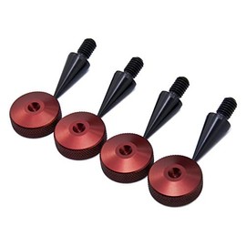PrecisionGeek M6 Speaker Spikes/Box Spikes Black Anodised Aluminium + Red 20 mm Knurled Underlays - Set of 4