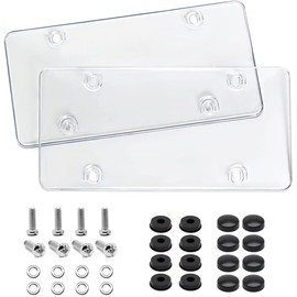 License Plate Frame Cover,Curved Surface Design,2pack- Licence Plate Protector.Fits All Standard 6x12Inches License Plates,Protect Your Front & Back License Plate Frame (Transparent)