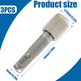 IKOPFLN Pack of 3 SDS Plus Adapter, Drill Chuck Adapter, 6.35 mm (1/4 Inch) Drill Holder, Silver Hex Shank Bit Holder, Bit Holder, SDS Adapter for Normal Drill Chuck for Earth Drill, Home Decoration