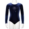 Long Sleeve Nicki Velvet Leotard in Dark Blue with Hotfix