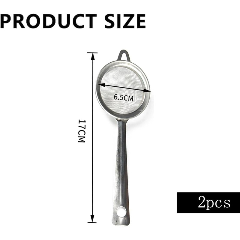 2 Pcs Tea Strainer Fine Mesh - Stainless Steel Tea