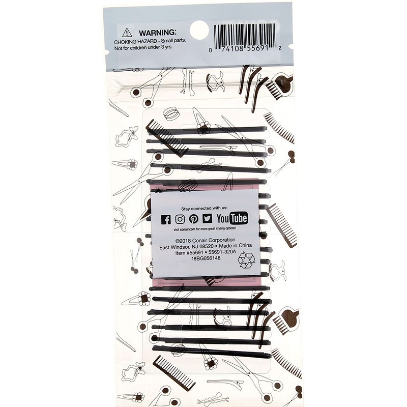 Conair Dent Free Bobby Pins, Black, 18 Ct