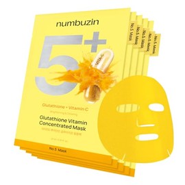 numbuzin Máscara de hoja No.5 | Máscara de lámina de foco de vitamina | Glutatión y vitamina C | Reduce la hiperpigmentación, mejora la tez de la piel