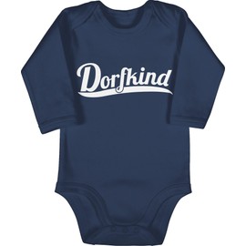 Shirtracer - Baby Bodysuit Long Sleeve Girl Boy - Sayings - Dorfkind White, 1 Navy Blue