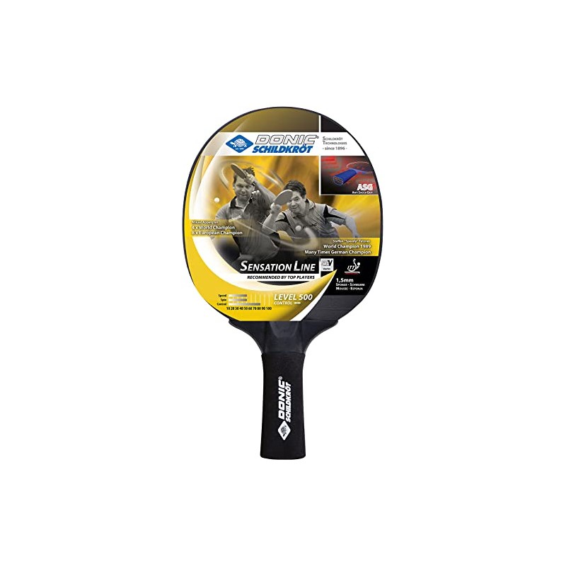 Donic-Schildkröt Table Tennis Bat Sensation 500, ASG- Grip, 1,5mm Sponge