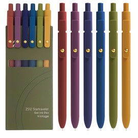 YOXMJDB Gel Pens, 6 Pcs 0.5mm Fine Point Smooth Writing Pens Cute Pen, High-End Series Black Ink Pen for Journaling Note Taking, School Office Supplies for Women Men (6 Pcs Gold Vintage)