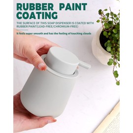 Bosilunlife Soap Dispenser Bathroom - Light Grey Ceramic Soap Dispenser Lotion Pump Dish Soap Dispenser for Kitchen 12oz Refillable Liquid Hand Wash Dispenser for Bathroom (Rubber Paint)