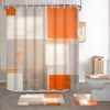 Lnond 4Pcs Bathroom Shower Curtain Sets with Rugs,Orange Brown Painting