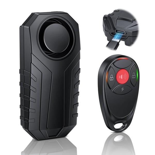 Onvian Bike Alarm Wireless Vibration Motion Sensor, Rechargeable Antitheft Bike