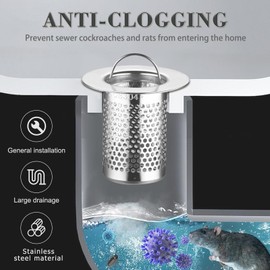 3 Pack Sink Drain Strainer - Stainless Steel Bathtub Shower Drain Hair Stopper Strainer for Shower Bathroom Kitchen Sink Prevent Clogging, with Handle (2.17")