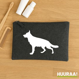 Huuraa Kulturbeutel Deutscher Schäferhund Silhouette Geschenk 1 Liter Charcoal Filz Deutscher Schäferhund Geschenkidee