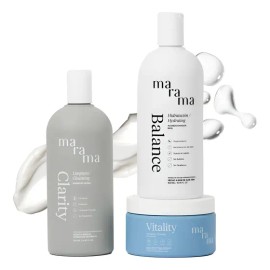 Marama Kit Perfect Clarity | Shampoo Clarificante + Acondicionador + Mascarilla Capilar | Cabello Graso + Brillo Natural | Vegano y Cruelty-Fre