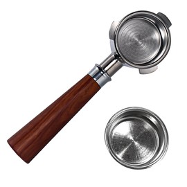 54mm Bottomless Portafilter - with Stainless Steel Filter Basket, Compatible with Breville Barista Pro, Bambino Plus, Barista Express Impress, Infuser, Barista Touch, Duo-Temp Pro & Bambino(Brown)