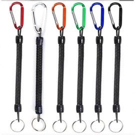 Elastic Spring Keychain for Camping & Anti-loss Phone Security Key Black SE00074 100ea