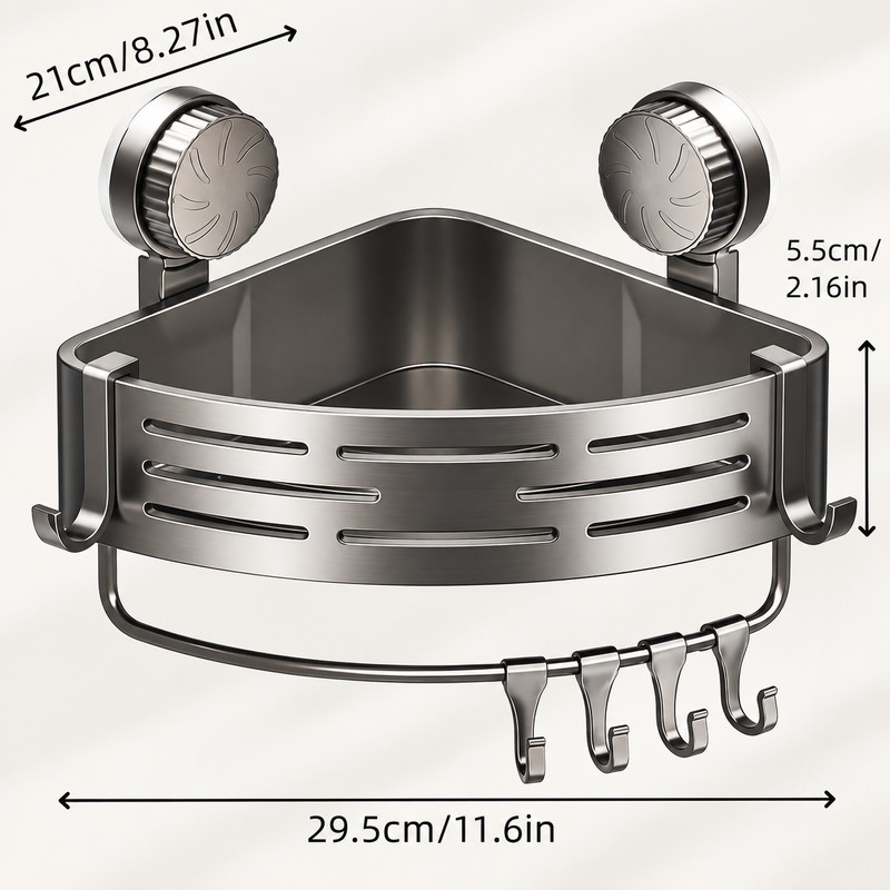 Suction Cup Bathroom Shelf for Shower Storage – Space-Saving ABS